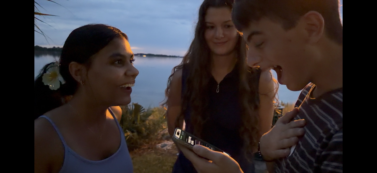 Olivia and friends testing a Story Ark Experience beside the water